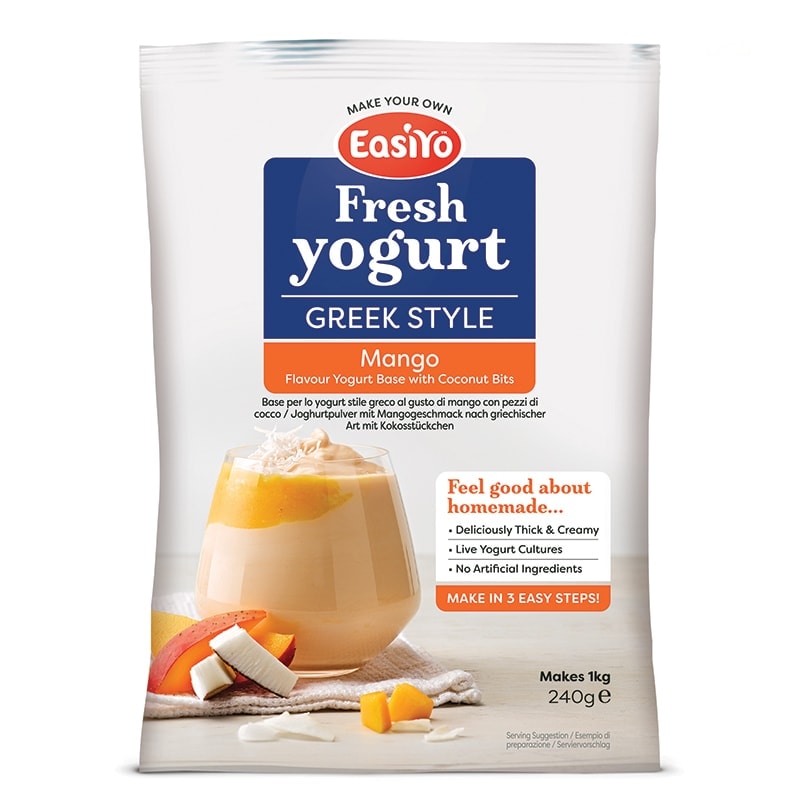 EasiYo Yaourt Mangue à la grecque avec morceaux de noix de coco