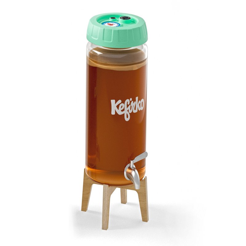 KefirKo Fermenteur à kombucha avec support et robinet (4 l)